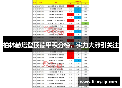 柏林赫塔登顶德甲积分榜，实力大涨引关注